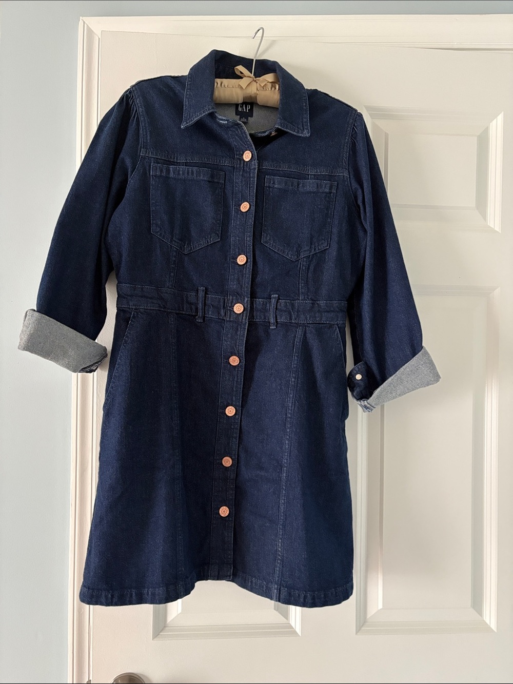 GAP Dark Blue Denim Button-Front Dress Jacket